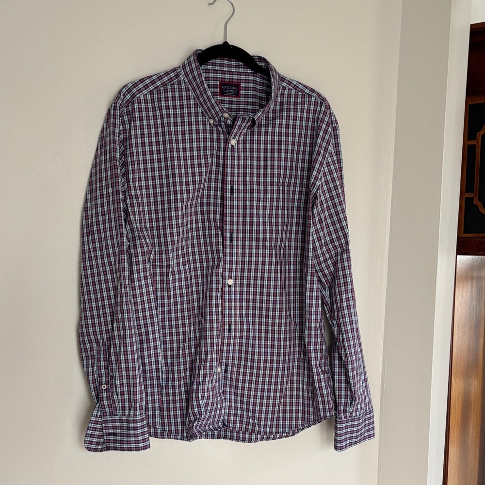 UNTUCKit Men's Long-Sleeve Plaid Button-Down Shirt in Blue and Red